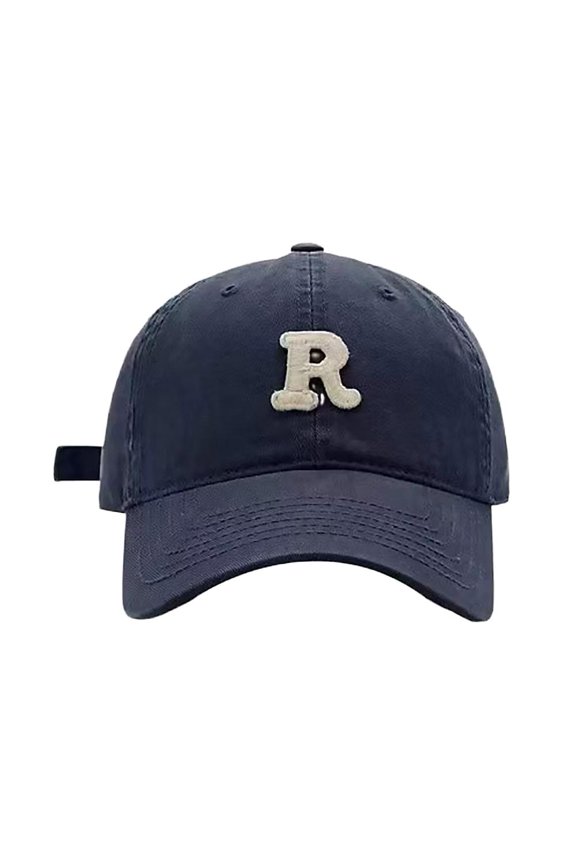 Classic Baseball Cap for Adults, Embroidered 'R', Polyester Fiber, 56-58cm Head Circumference