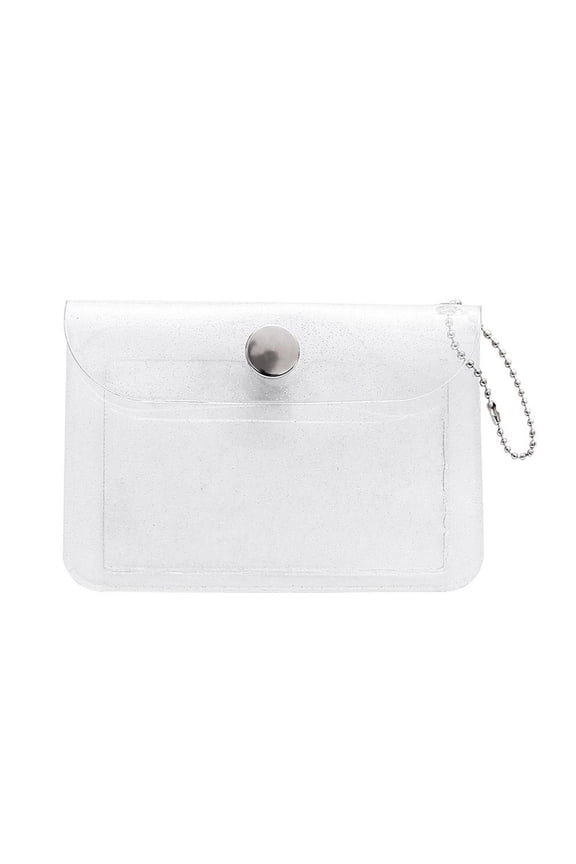 Clear Womens Card Holder Wallet Small CoPurse KeychaMini Change Pouch Credit Card Case CoPurses and Pouches, Plastic PVC Wallet