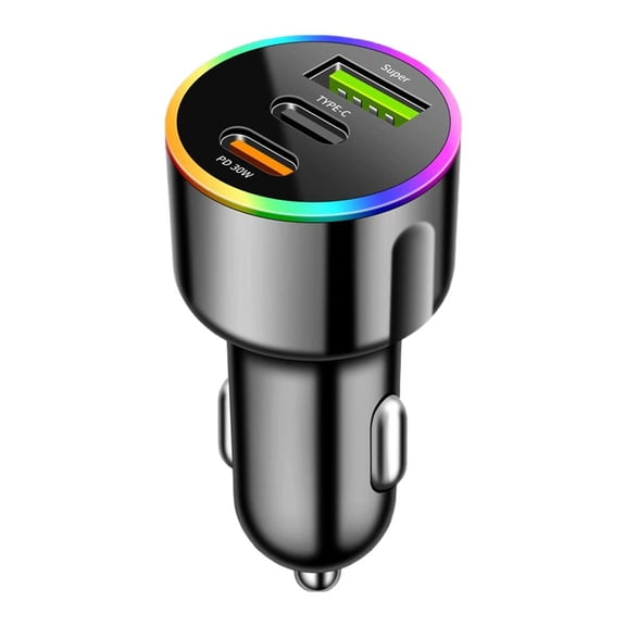 SharkTRUE Colorful Ambient Light Car Charger Fast Charging W