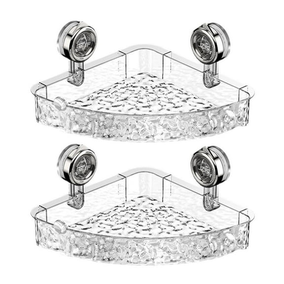 SharkTRUE Corner Shower Caddy,No Drill Clear Wall Caddy,Bathroom Storage Shelf,Suction Cup Shower Organiser,Multifunctional Triangle Storage Shelf,Shower Storage for Bathroom,Kitchen