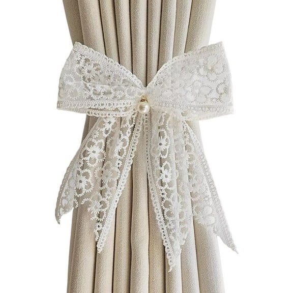 SharkTRUE Creative Lace Bow Curtain Tie,no Punching, Adjustable Curtain Holder Curtain C4
