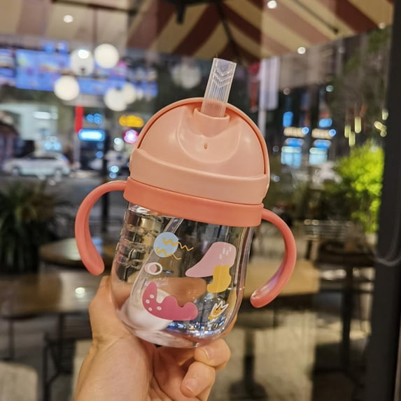 SharkTRUE Cute Cartoon Kids Anti-Choking Handle Sippy Cup with Leak-Proof Design, 250ml Capacity, PC and PP Material