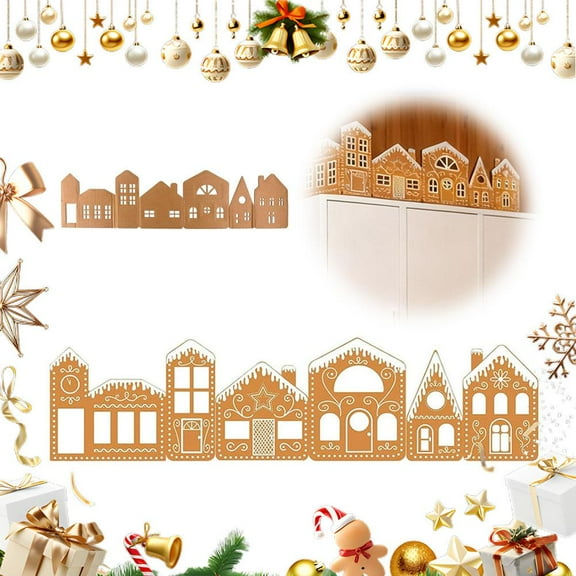 SharkTRUE DIY Foldable Christmas Gingerbread House Cardboard Kit with LED Lights, Make a Xmas Gingerbread House Craft Decor Kit, Village Home Decorations Gift for Festival Party