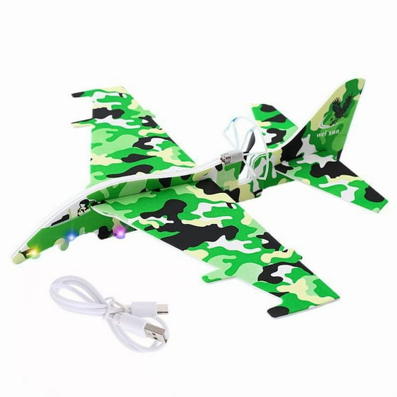 SharkTRUE Electric Boost Hand-Thrown Glider Aircraft, USB Rechargeable Foam Plane, Detachable Wing, 30x34x10cm