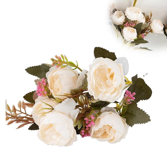 SharkTRUE Fall Flowers Artificial for Decoration, Fake Peony Silk Flowers Real Touch Autumn Floral Centerpieces for Home Office Tables Vase Arrangements