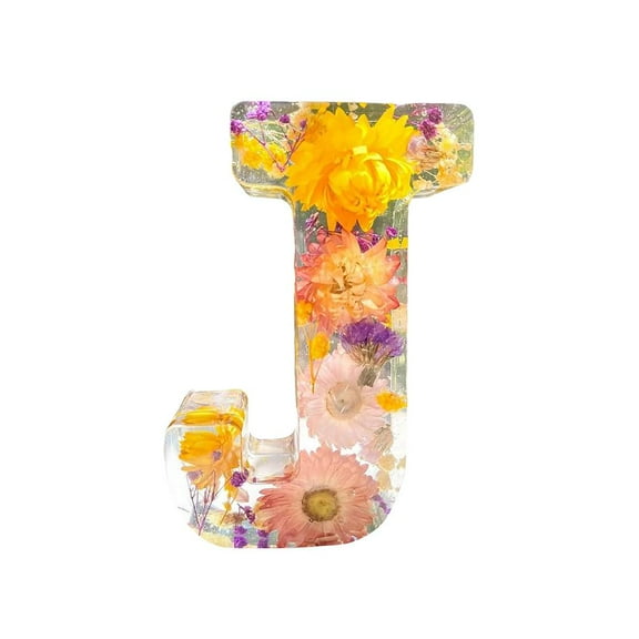 SharkTRUE Floral Resin Night Light, Pressed Flower Resin Letters with LED Light, DIY Handmade Custom Letter Lamps Dry Flower Name Resin Night Light Lamp for Women Girls Gift