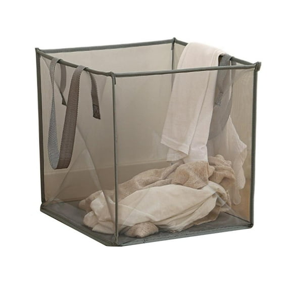 SharkTRUE Foldable Mesh Laundry Hamper - Laundry Bags Hamper Bag with Handles,Collapsible Dirty Clothes Mesh Basket Foldable for Washing Storage, Kids Room,Dorm or Travel