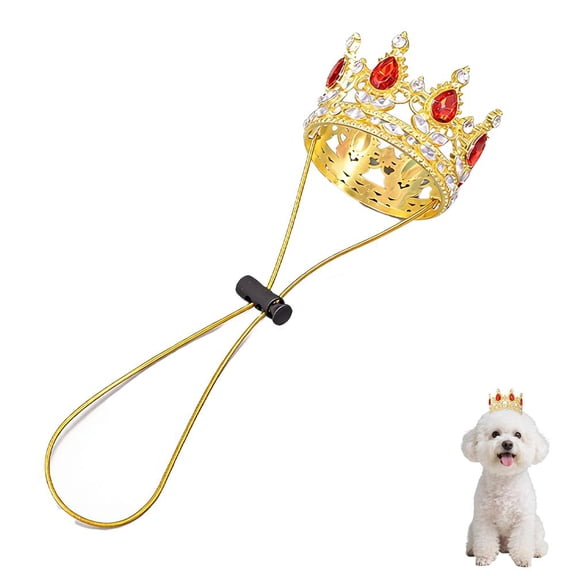 SharkTRUE Generic Alloy & Rhinestone Pet Crown Sparkling Tiara for Dogs Cats, Adjustable Cord, GoldSilver Electroplated, for Birthday Wedding Photo Prop Costume (Small Pets)