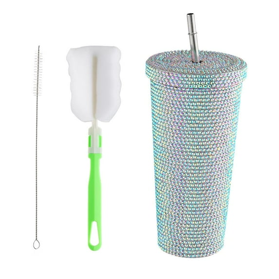 SharkTRUE Glitter Cup Coffee Tumbler Water with Lid Straw Reusable Double Walled Steel Mug Water Travel Leak-Proof Stainless