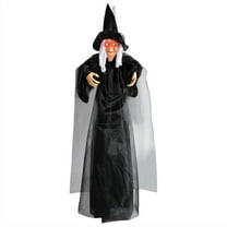 SharkTRUE Halloween Animatronics Witch BlackA, Voice Activated Purple Escape Haunt Halloween House Décor & Fright Fest Prop, Life Size Animated Halloween Decoration Outdoor