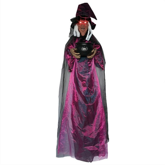 SharkTRUE Halloween Animatronics Witch PurpleA, Voice Activated Purple Escape Haunt Halloween House Décor & Fright Fest Prop, Life Size Animated Halloween Decoration Outdoor