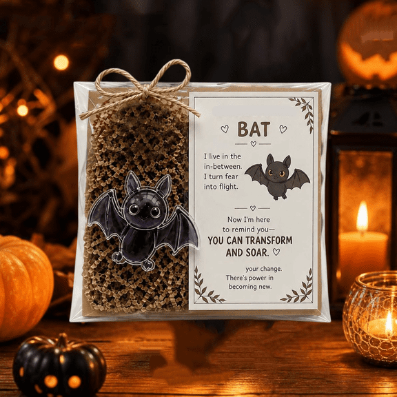 SharkTRUE Halloween Pocket Hug Figurine with Bat Design and Affirmation Card