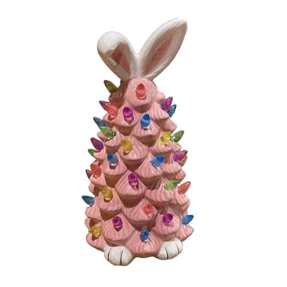 SharkTRUE Handcrafted Resin Easter Bunny Decoration - 6 Inch Detailed Ornament for Home & Holiday Festive Decor