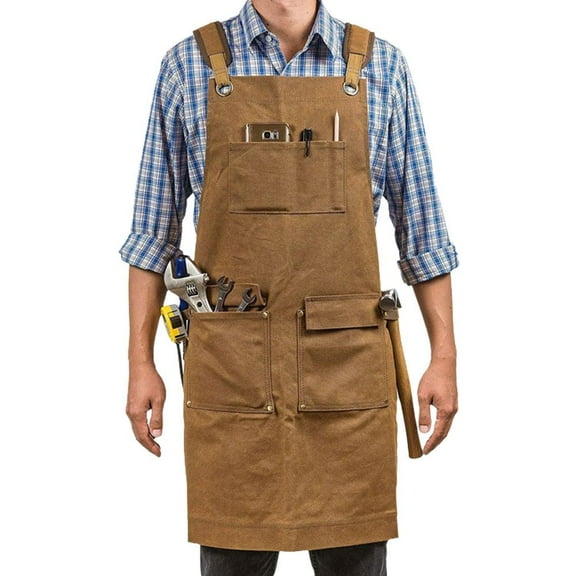 SharkTRUE Heavy Duty Waxed Canvas Apron Multifunctional Canvas Work Apron Woodworking
