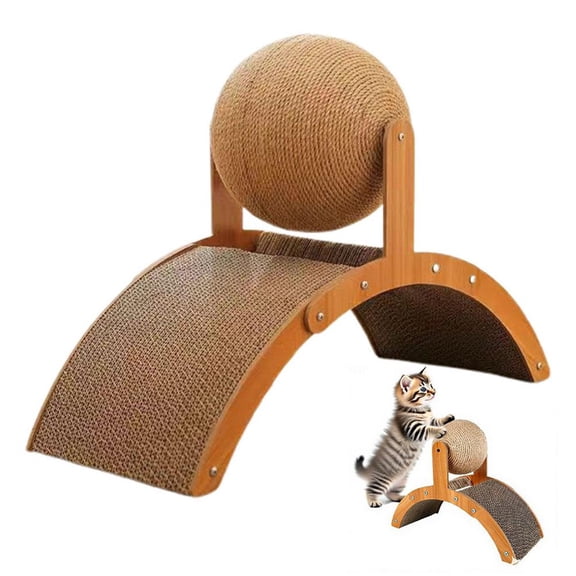 SharkTRUE Interactive Cat Scratcher, Cat Scratching Post Design with Arch Bridge BallsStylish Cat Scratching Board, Natural Sisal Scratcher Ball, Fun and Engaging Scratching Post for and Exercise
