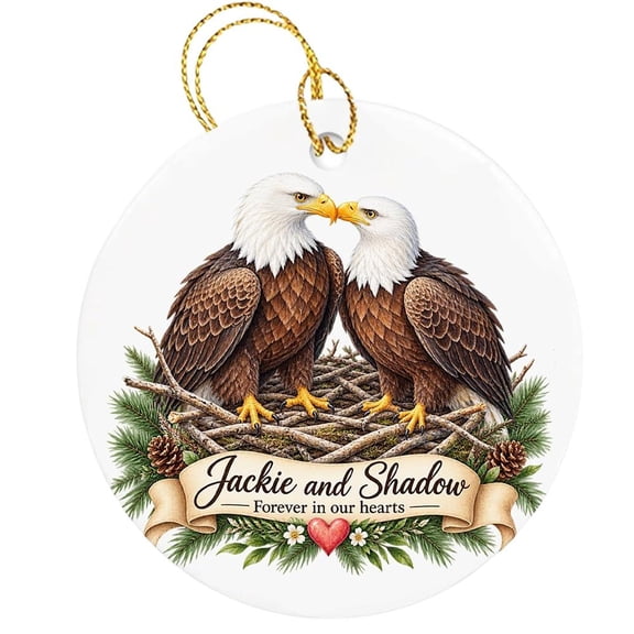 SharkTRUE Jackie And Shadow Ornament Bald Eagle Pair Memorial Keepsake 2D Hanging For Christmas Tree Wall Fan Gift Bald Eagle Ornament Bird Lover Gift Wildlife Ornament (Design B)