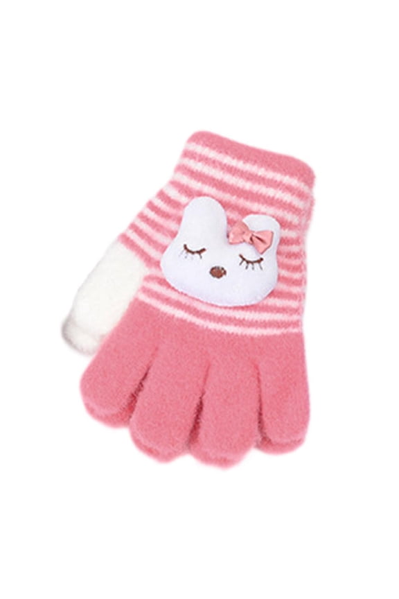 Kids Cartoon Flip Gloves Winter Thick Warm Boy Girl Half Finger Mittens Outdoor Windproof Children Writing Five Finger Gloves