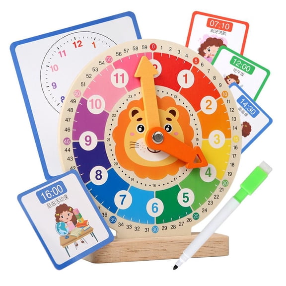 SharkTRUE Little Lion Clock Early Education Understanding Time Model Tool Clock