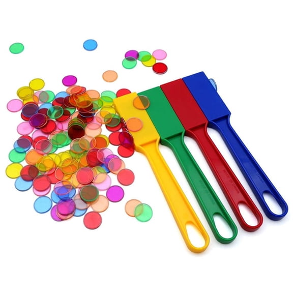 SharkTRUE Magnetic Bingo Game Accessories Set – 100 Colorful Chips & 5 Wands, Ergonomic Design for Family Night & Classroom Fun