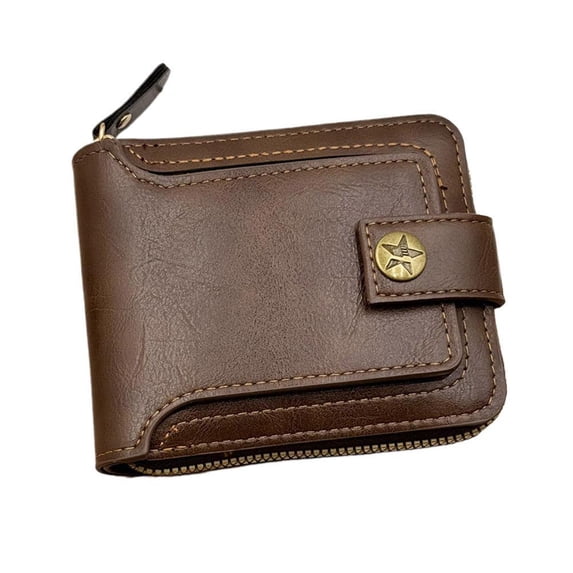 SharkTRUE Men Wallet,Vintage PU Leather MultiCard Zipper Wallet,Large Capacity Buckle Credit Card Holder Wallets,Flap ID Window Zip CoPocket Storage Wallets