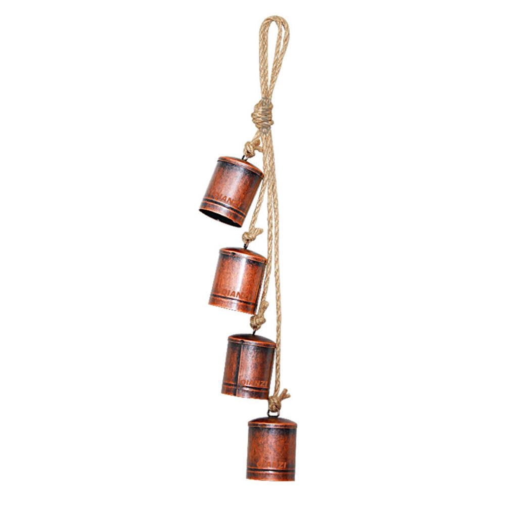 SharkTRUE Metal Vintage Bells with Jute Hanging Rope, Metal Brass ...