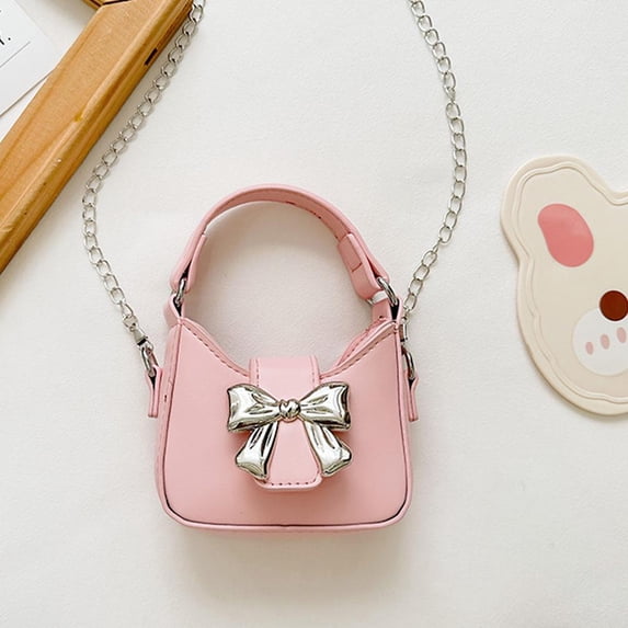 SharkTRUE Mini Crossbody Purse Bow Magnetic Buckle Shoulder Bag, Cute Handbag with ChaStrap, Fashionable Gift for Girls