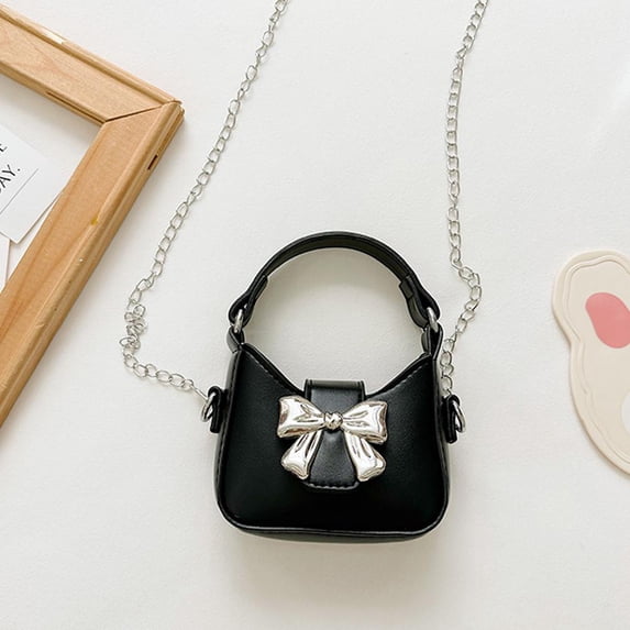 SharkTRUE Mini Crossbody Purse Bow Magnetic Buckle Shoulder Bag, Cute Handbag with ChaStrap, Fashionable Gift for Girls