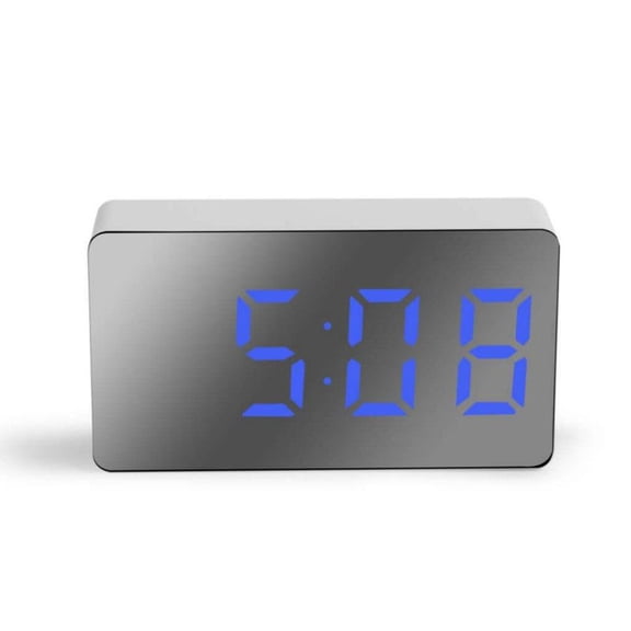 SharkTRUE Mini Digital Electronic Alarm Clock, White Plastic, 2.81 x 1.56 x 0.70 Inch, 12/24 Hour Time Display