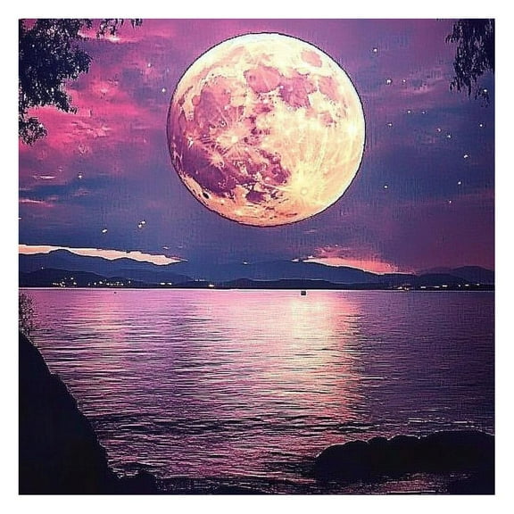 SharkTRUE Moonlight Beach Diamond Art Painting Kits for Adults, 5D Seaside Moon Diamond Art Kits for Beginners, DIY Full Drill Paint with Diamond, Home Wall Decor 12 x 16 Inch