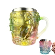 SharkTRUE Painted Book Mug 150ml, 3D Hand Painted Book Coffee Mug Gift for Women Readers Writers, New Year Valentines Day Gift, Decorative Embossed Figure Rainbow Stainless Steel Artistic Drinkware