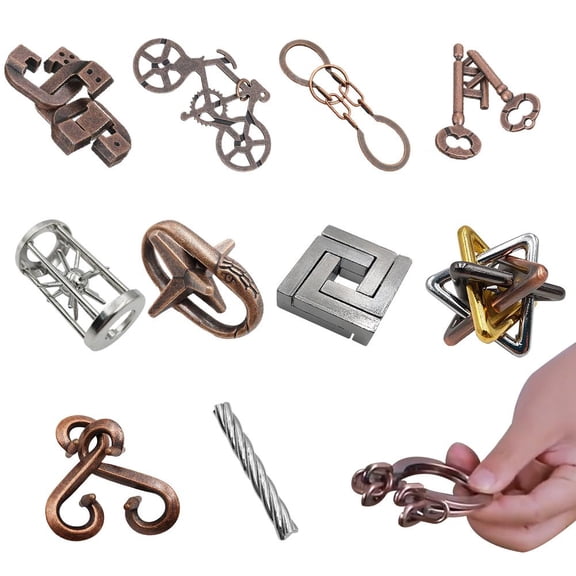 SharkTRUE Piece Metal BraTeaser Puzzles for Adults & Teens, Challenging IQ Lock Puzzles, Zinc Alloy Mind Game for Critical Thinking & Stress Relief, Collection for Puzzle Lovers