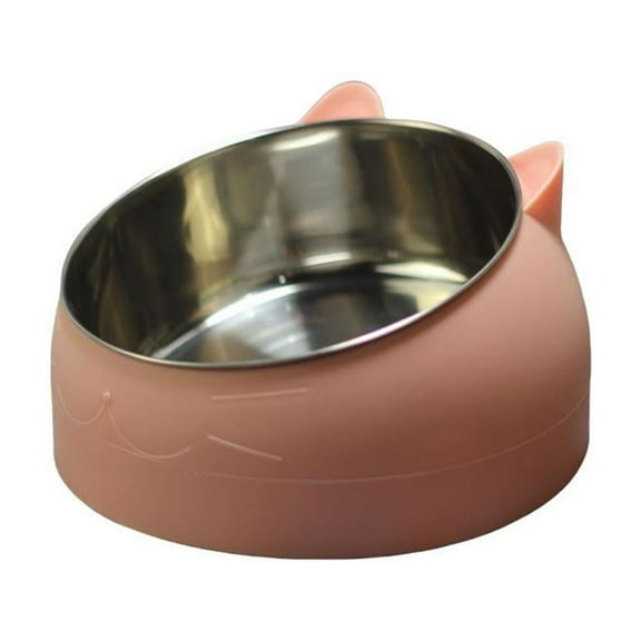 SharkTRUE Raised Cat Bowl Tilted Slanted Elevated Bulldog Feeder, Non-Spill Dog Kitten Food Dish Anti-Slip Detachable Pet with Stainless Steel Slope Base for Small Pets