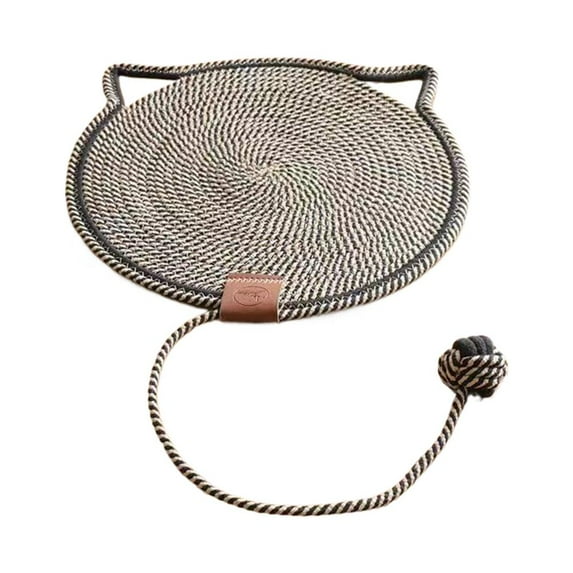 SharkTRUE Round Cat Scratcher Mat,16.9inch Natural Cotton Rope Cat Scratching Mat with Ball Toy,Cat Scratch Furniture Protector for Wall Floor Couch Carpets Sofa