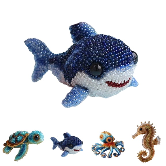 SharkTRUE Shark Bead Embroidery Kit, 3D Animals DIY Beadwork Craft Kit for Beginners, Sea Creature Beaded Embroidery Kits, Embroidery Set for Craft Lovers ,Octopus