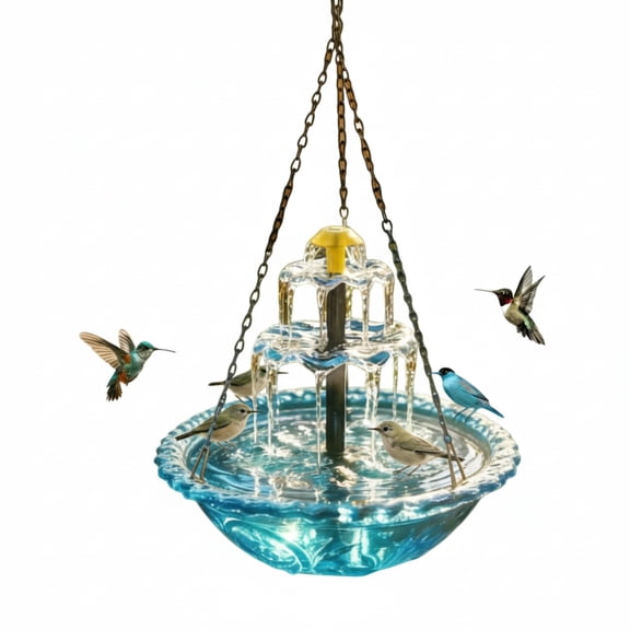 SharkTRUE Solar Powered Hanging Bird Bath Fountain with Cascading Water – Weather-Resistant Outdoor Decor for Garden, Patio & Backyard