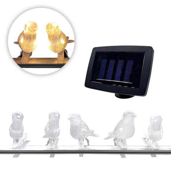 SharkTRUE Solar Bird String Lights, Solar String Lights Garden with Clip, Weatherproof Warm LED Light for Yards Weddings Lawns Fences Outdoor Garden Decor