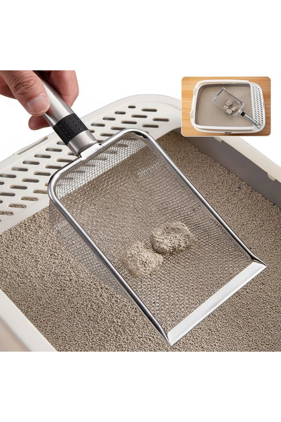Stainless Steel Cat Litter Scoop - Sifting Holes, Ergonomic Grip & Rust-Resistant