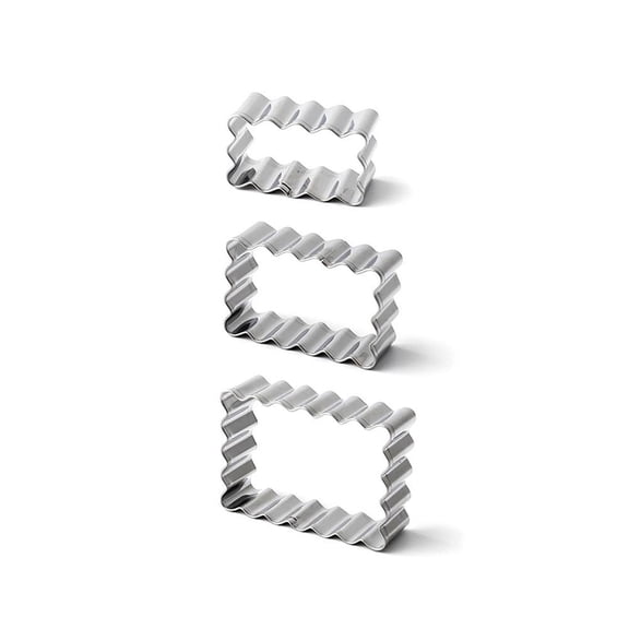 SharkTRUE Stainless Steel Cookie Cutter Set,Rectangle Cookie Cutter with Scalloped Edge, Fluted Edge Plaque Frame Rectangluar Cookie Cutters Shapes Fondant Molds for Holiday Baking