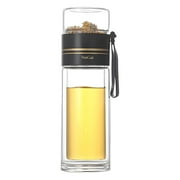 SharkTRUE Tea Infuser Coffee Mug & Water with Tea Separation,Clear Double Glass Wall Water Water Portable Travel