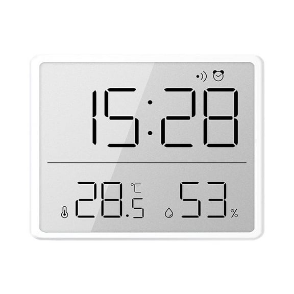 SharkTRUE Thin Electronic Clock Simple Digital Clocks Wall Mounted LCD Disply Multifunctional Temperature Alarm Clock Humidity And