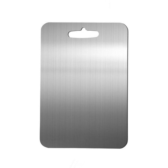 SharkTRUE Titanium Cutting Board, 2024 Upgrade 304 Stainless Steel Cutting Board for Kitchen, Double Sided Titanium Cutting Mat, Heavy Duty Metal Cutting Board for Meat, Fruit, Vegetable, Silver