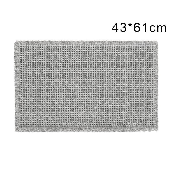 SharkTRUE Upgraded Waffle Runner Rug, Super Absorbent Non Slip Bath Mats for Bathroom Floor, Machine Washable Bathroom Runner Rug with Tassels for Laundry Room, Modern Farmhouse Decor (Graycm)