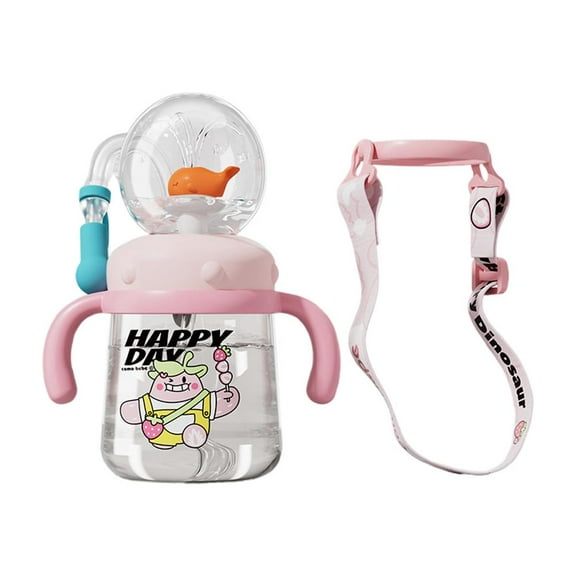 SharkTRUE Whale Fountain Tumbler,Drinking Cup with Whale Squirt,2025 Whale Fountain Tumbler No Spill Cute Water Bottle with Lids and Straws Leak Proof Handles Adjustable Strap,for Home,School,Travel