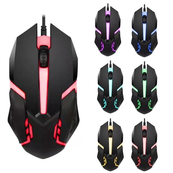 SharkTRUE Wired USB Gaming Mouse with 7-Color LED Backlight - Ergonomic Design with Side Buttons for PC, Laptop & Home Office
