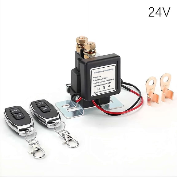 SharkTRUE Wireless Remote Control Battery Relay Switch Car Starter, Remote Battery Disconnect Switch,Remote Start & Warm-Up/Cool-Down, Anti-Theft & DIY Installation for 24v Cars, Motorcycles
