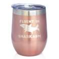 thumbnail image 1 of Sharkasm - Insulated Wine Tumbler with Sliding Lid - Funny Shark Gifts - Rose Gold 12oz, 1 of 3