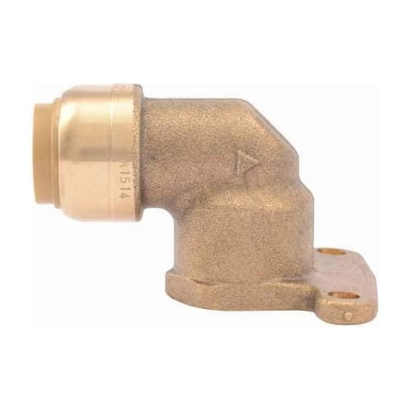 Push-Fit Elbow Fitting, 1/2 in Tube Size, Brass, Brass U335LF