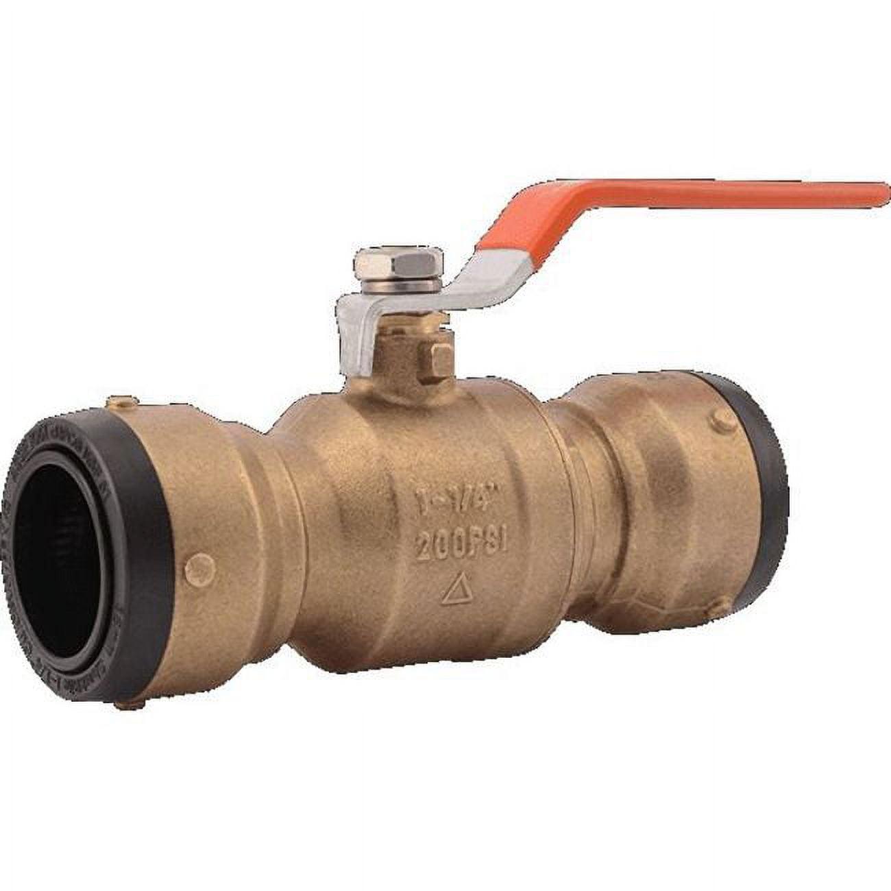 1-1/4 Inch Natural Brass Push-to-Connect Ball Valve
