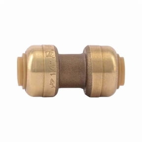 Push-Fit Coupling Fitting, 1/4 in Tube Size, Brass, Brass U004LF