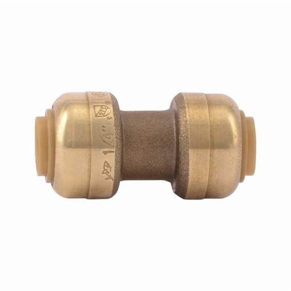 Push-Fit Coupling Fitting, 1/4 in Tube Size, Brass, Brass U004LF